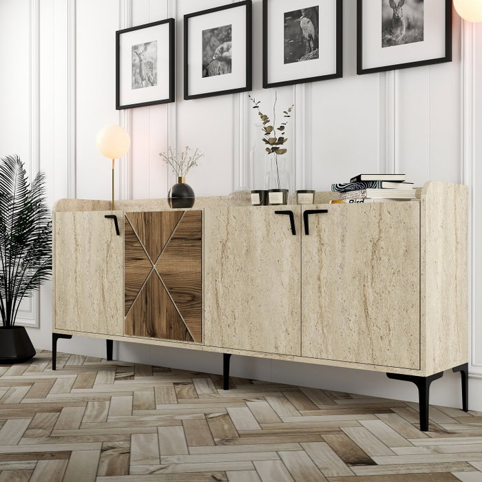 Hanah Home Consola Venedik Nogal y Travertino Hanah Home Consola Venedik Nogal y Travertino